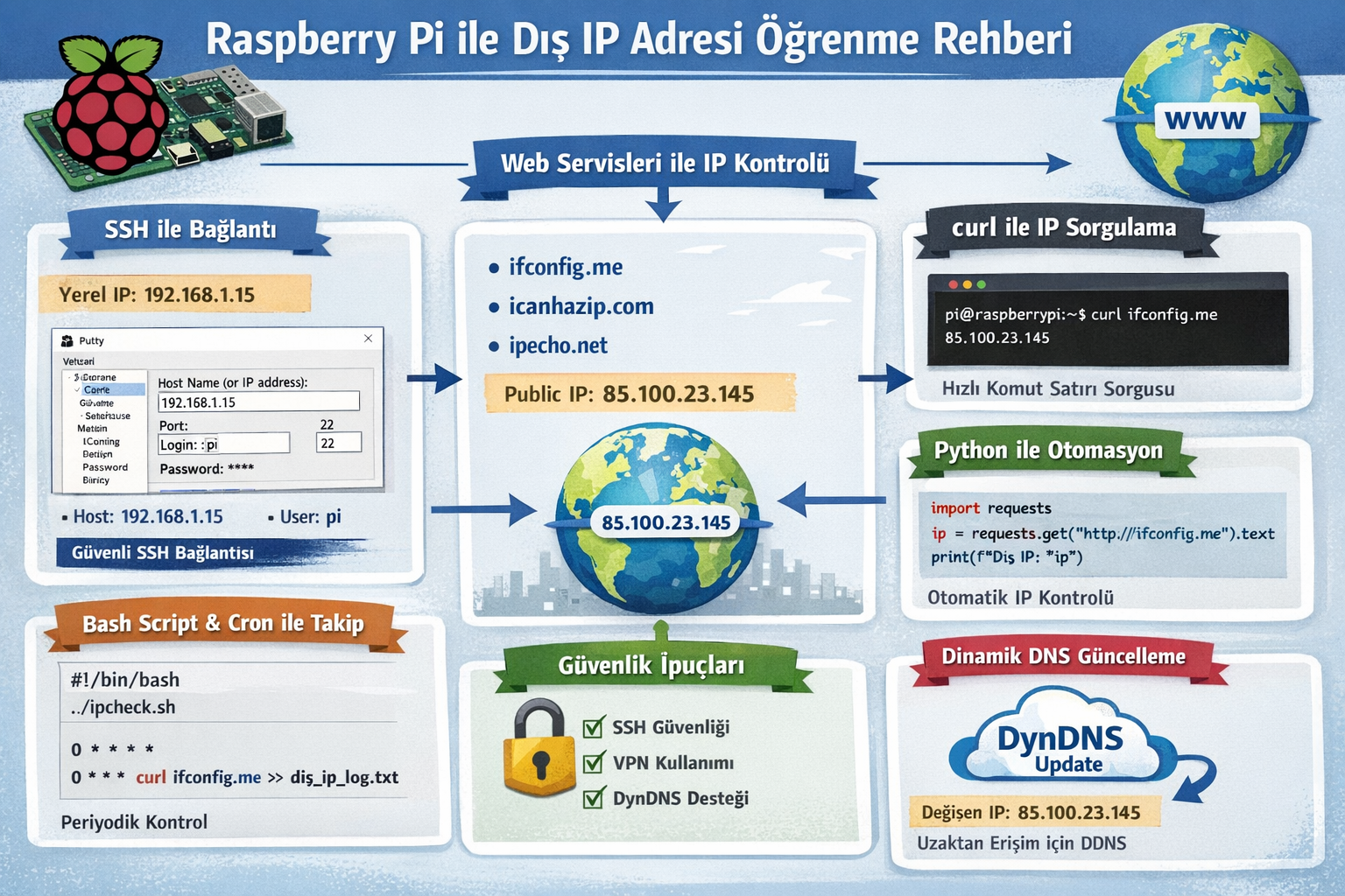 Raspberry Pi ile Dış IP Adresini Öğrenme
