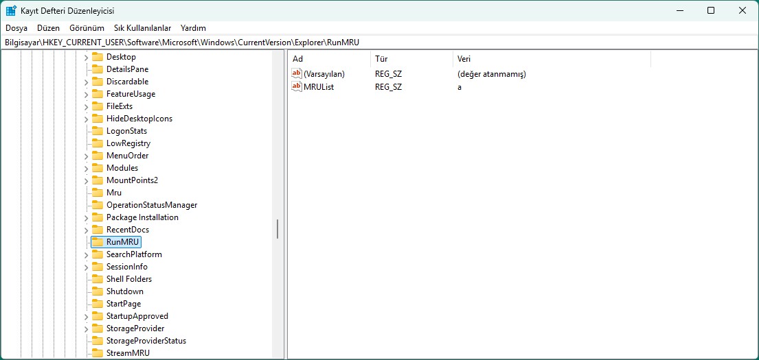 Windows’ta Çalıştır (Run) Komutu Geçmişini Silme