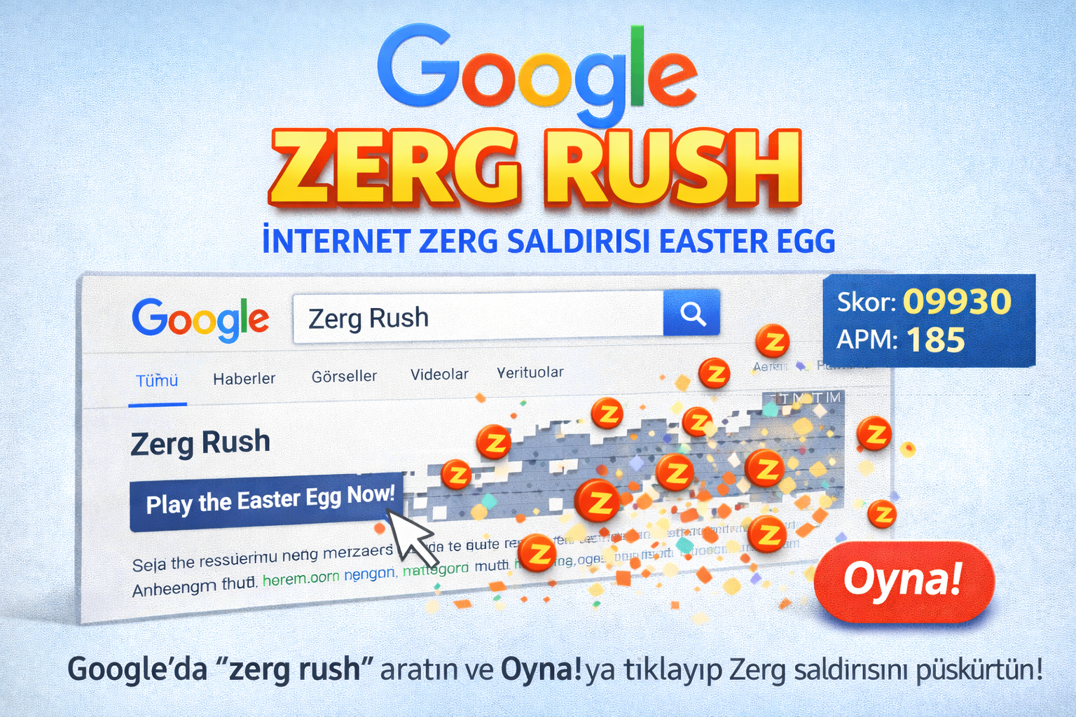 Zerg Rush ve Elgoog Easter Egg Deneyimi