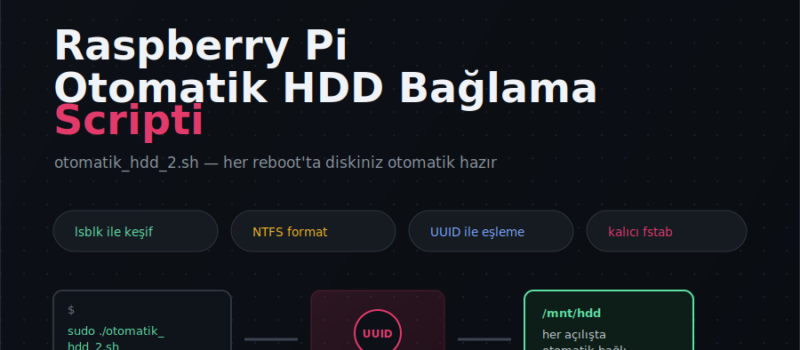 Raspberry Pi – Otomatik HDD Bağlama Scripti V2 (fstab Kalıcı Mount)