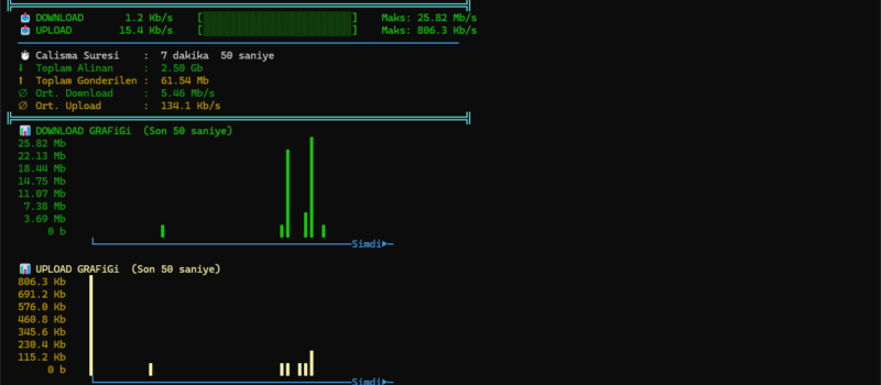 Python ile Terminalde Canlı İnternet Hız İzleyici